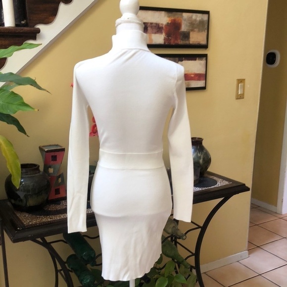A.L.C. Choker White Form Flattering Long Sleeve MIDI Sheath Dress Size Small - Picture 10 of 13